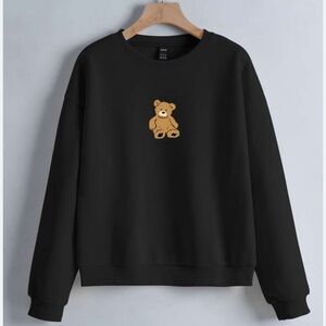 Black Sweater with Teddy Bear Design
